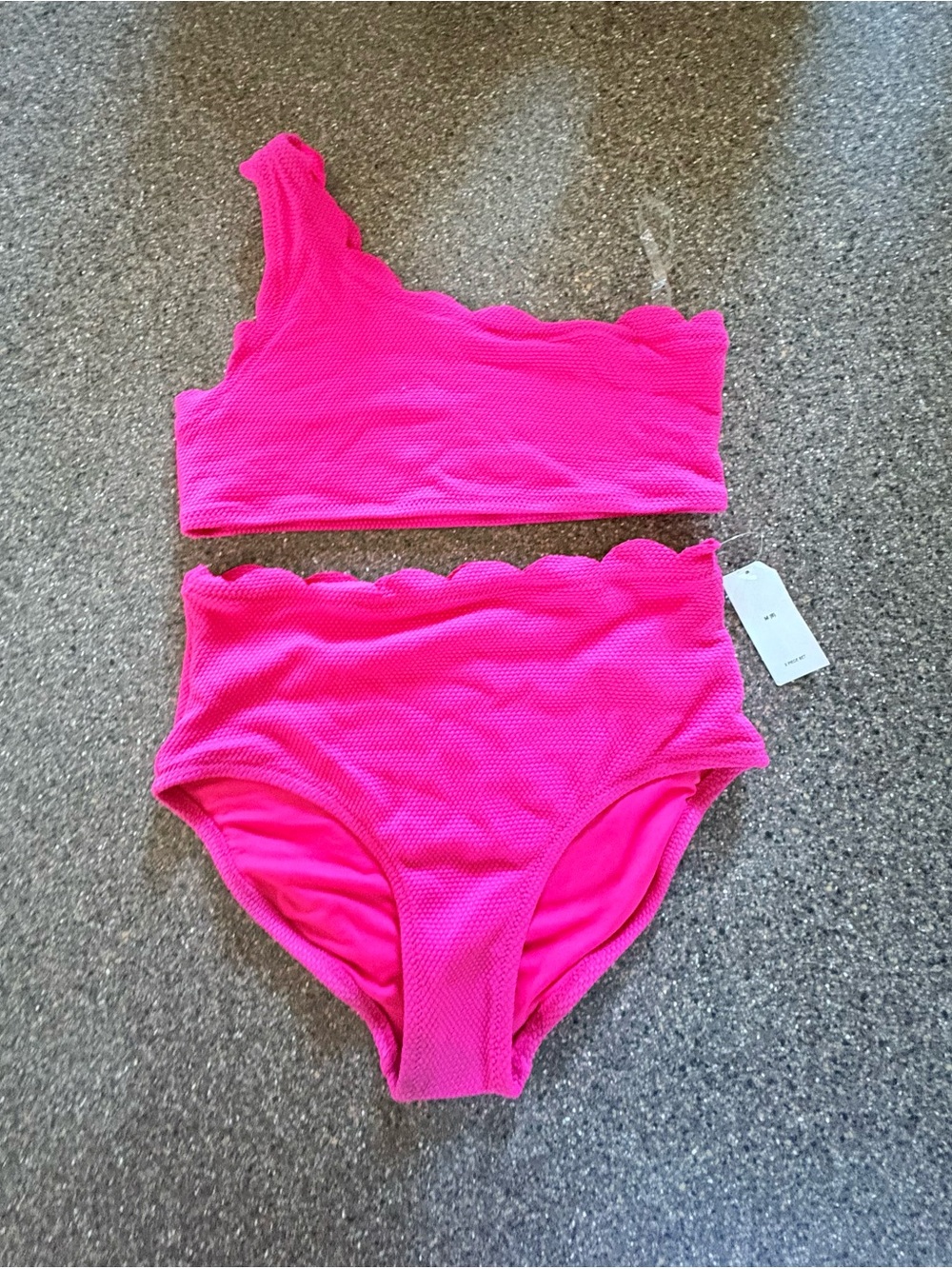 Old Navy Hot Pink Girls' Scallop Edge Swim Bikini